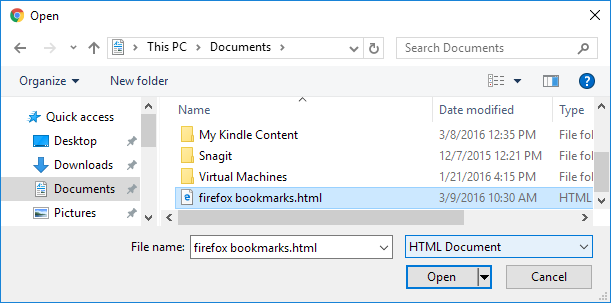 import firefox bookmarks