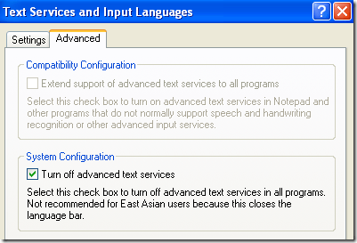 turn off advanced text services