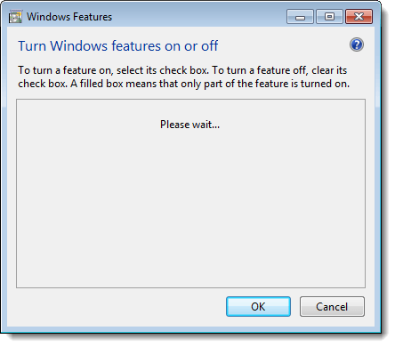 Windows 7'de Windows Özellikleri listesini bekliyorum