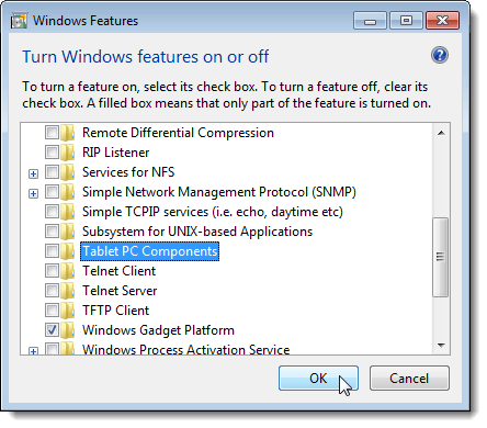 Windows Özellikleri iletişim kutusunun kapatılması