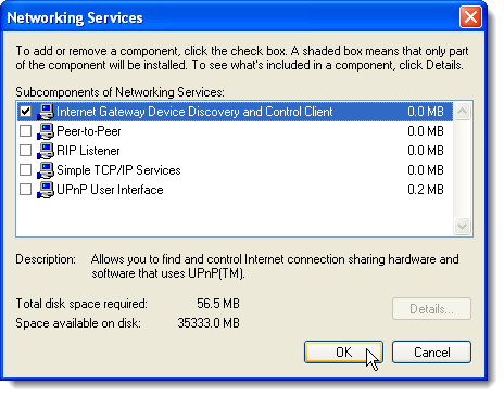 Windows XP'de Ağ Hizmetleri için Ayrıntılar