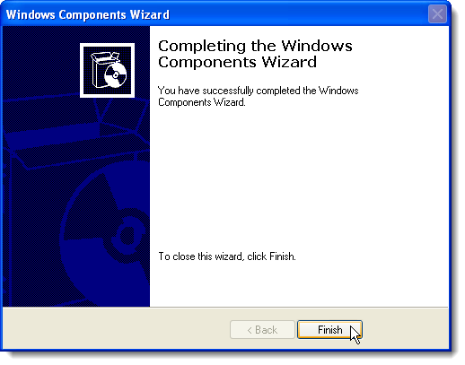 Windows Bileşen Sihirbazı tamamlanıyor