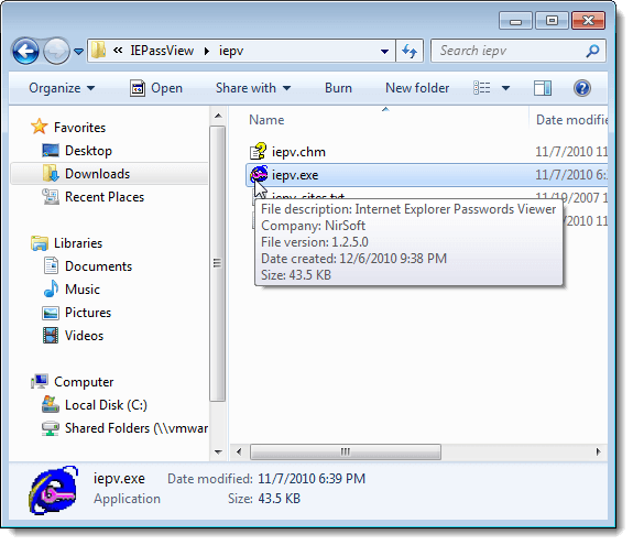 IE PassView executable file