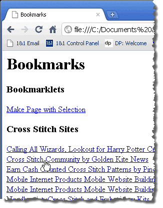 IE bookmarks HTML file open in Chrome