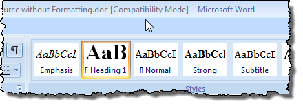 "[Compatibility Mode]" on title bar in Word 2007