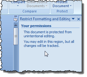 Editing restricted on document in Word 2007