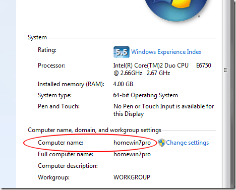 Windows 7 Computer Name