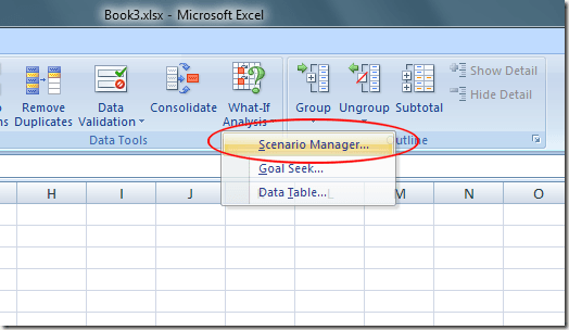 Excel What-If Analysis Scenario Manager