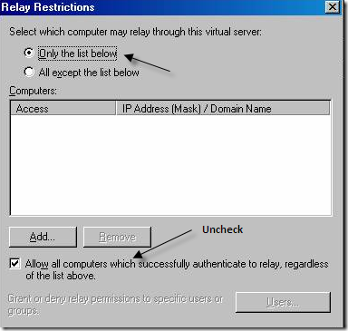 allow all computer that authenticate to relay