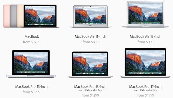 mac laptops