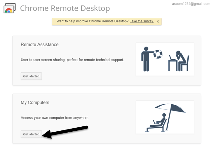 chrome remote desktop get started