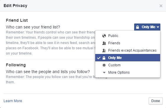facebook friends privacy
