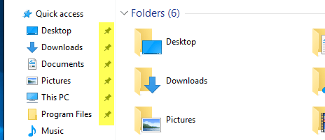 pinned folders
