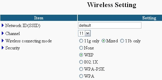 wireless settings