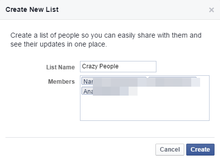 new list facebook