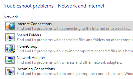 internet connections troubleshoot