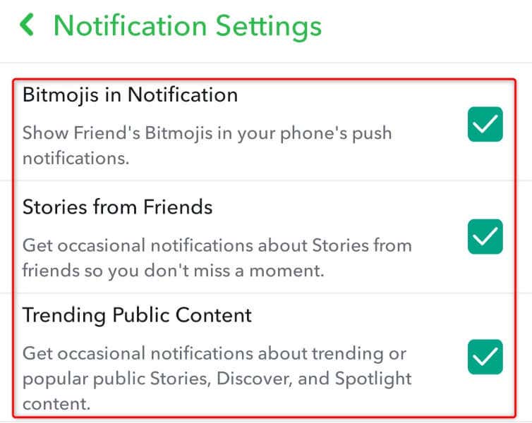 Snapchat Uygulamanızdaki Seçici Bildirimleri Devre Dışı Bırakma resmi