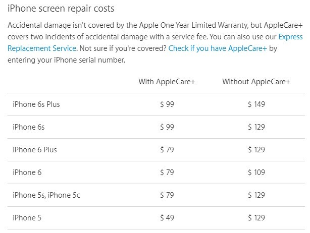 iphone repair costs