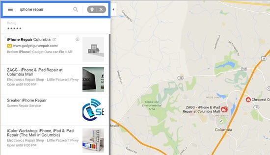 iphone repair google maps