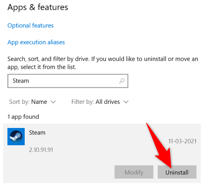 Windows 10'da steam uygulamasını kaldırma