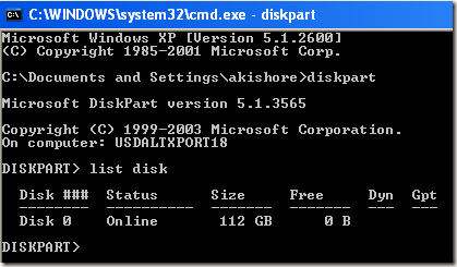diskpart set active partition