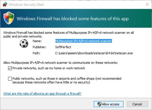 firewall blocked program