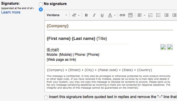 gmail html signature