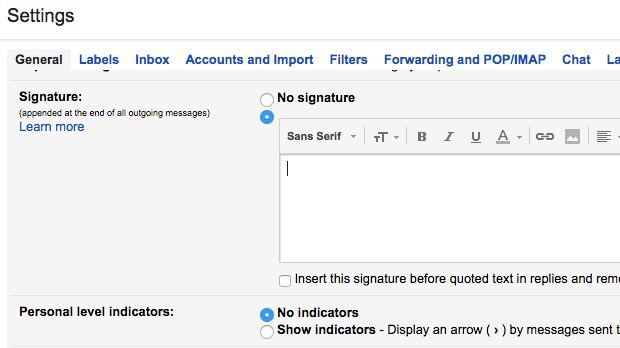 gmail signature box
