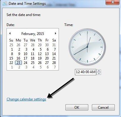 change calendar settings