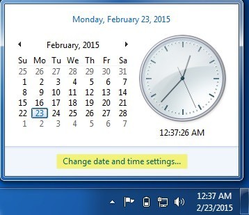 taskbar time date