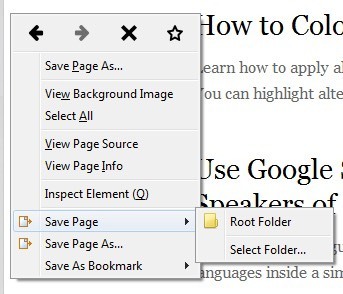 save page right click