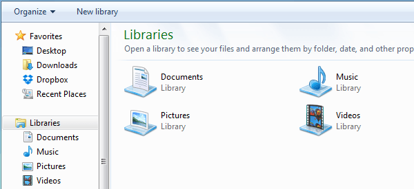 libraries windows 7