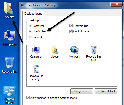 user folder windows 7