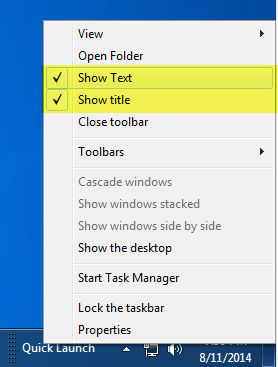 show text title toolbar